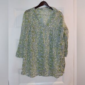 Elegant Green and White Floral Midi Dress